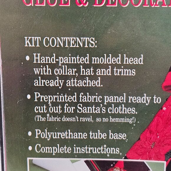 Daisy Kingdom Poinsettia Santa Kit Hand Painted Head Preprinted Fabric 23in Tall - Picture 4 of 10